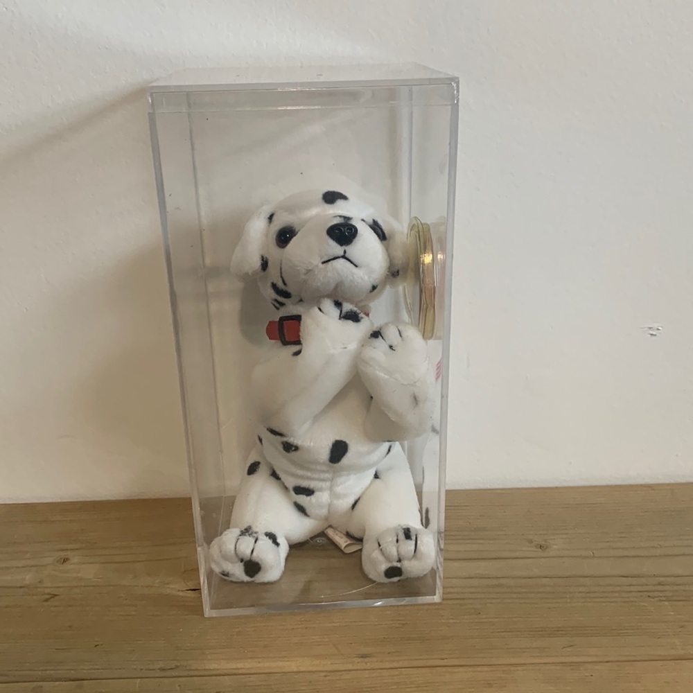 Retired NWT Rescue The Dalmatian Dog Beanie Baby TY Inside A Plastic Case Plush